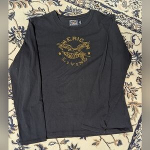 American Living Black and Gold Graphic Long Sleeve Tee